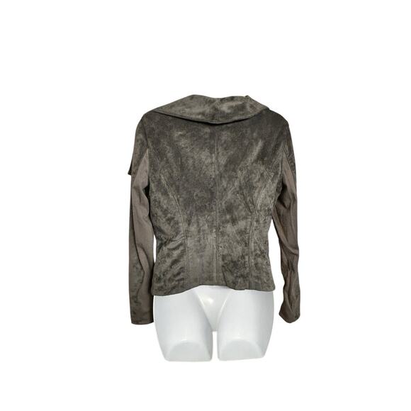 BlankNYC Gray Faux Suede Moto Jacket Sz Small Asymmetrical Zip Pockets Very Soft - Picture 5 of 7